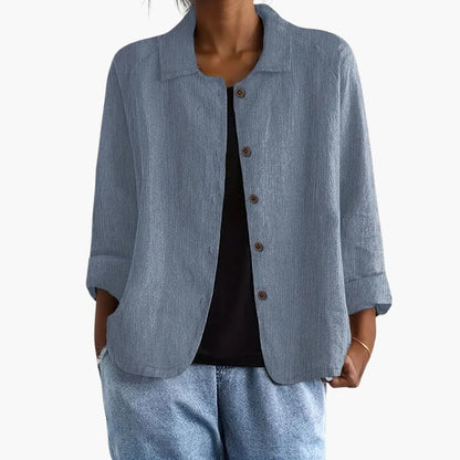Women's Long Sleeve Round Neck Straight Fit Shirt