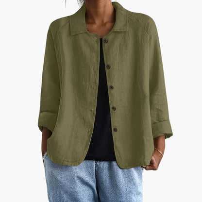 Women's Long Sleeve Round Neck Straight Fit Shirt