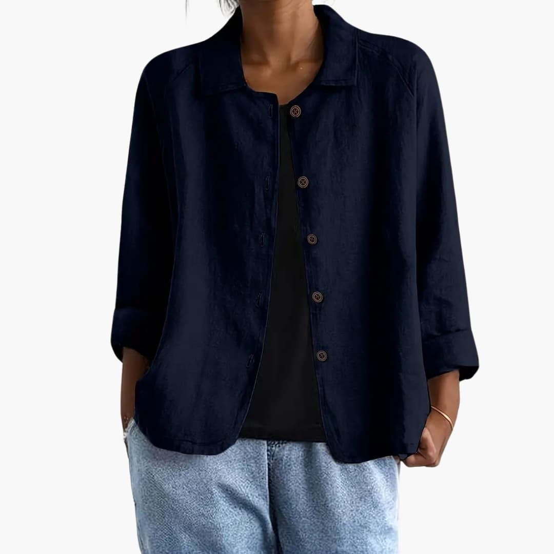 Women's Long Sleeve Round Neck Straight Fit Shirt