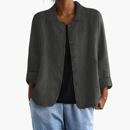 Women's Long Sleeve Round Neck Straight Fit Shirt