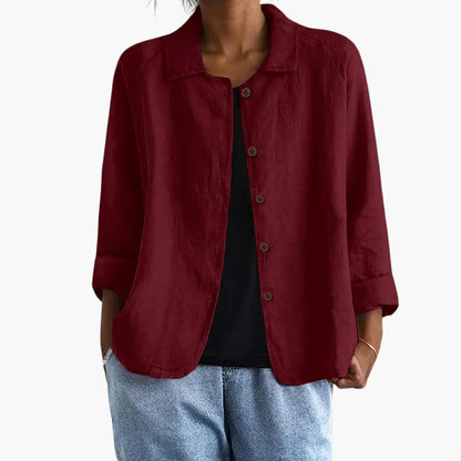 Women's Long Sleeve Round Neck Straight Fit Shirt