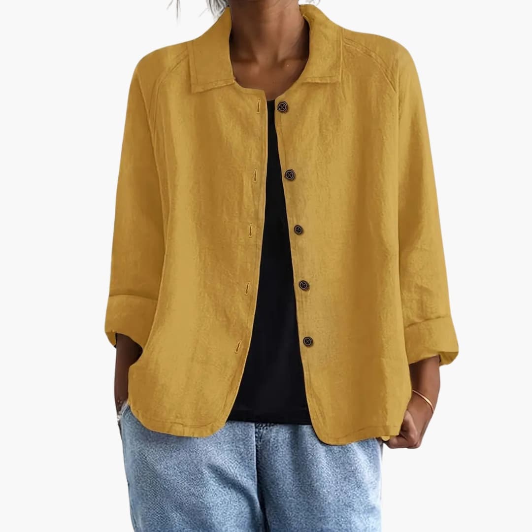 Women's Long Sleeve Round Neck Straight Fit Shirt