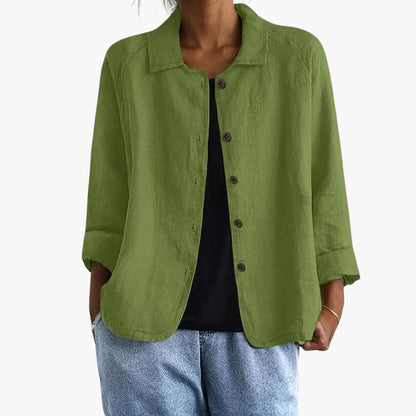 Women's Long Sleeve Round Neck Straight Fit Shirt