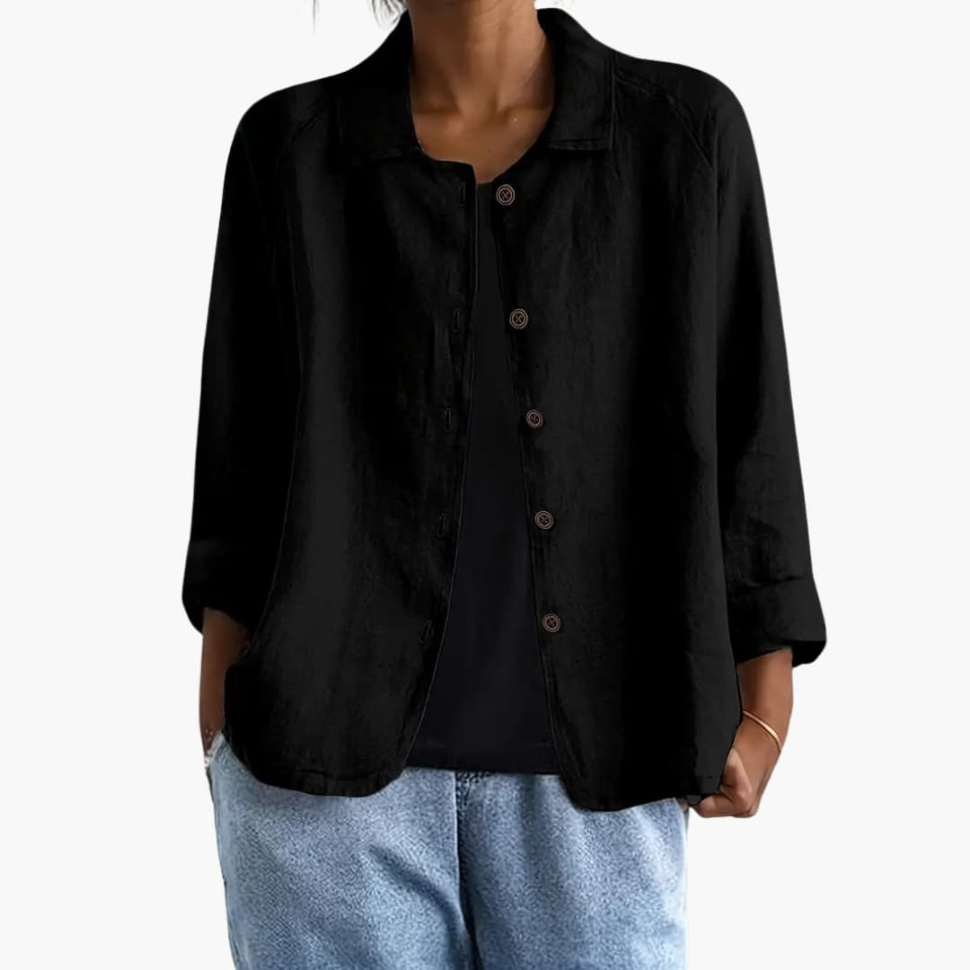 Women's Long Sleeve Round Neck Straight Fit Shirt
