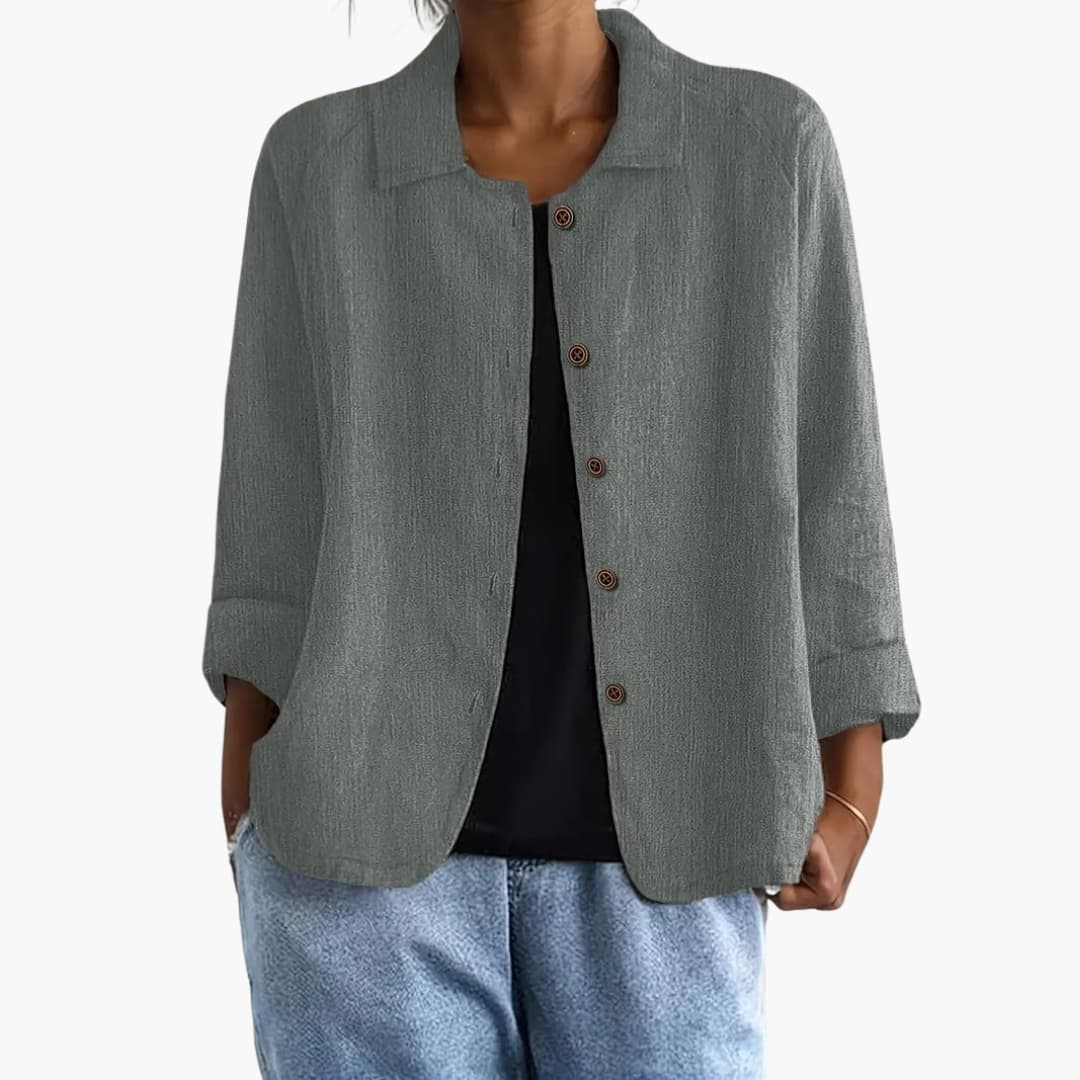 Women's Long Sleeve Round Neck Straight Fit Shirt