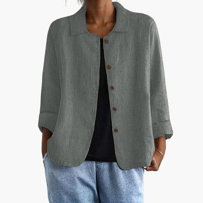 Women's Long Sleeve Round Neck Straight Fit Shirt