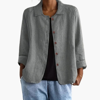 Women's Long Sleeve Round Neck Straight Fit Shirt