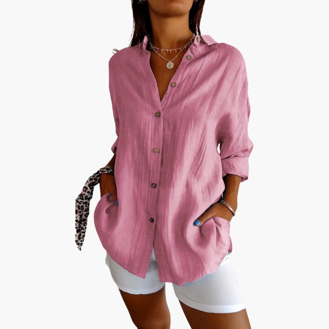 Women's Woven Longline Blouse Button Front
