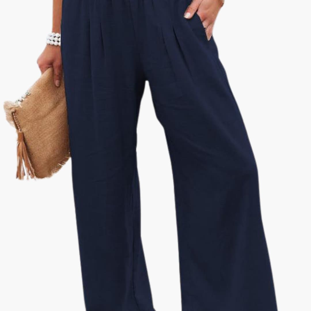 Women's Elastic Waist Pants Loose Fit with Side Pockets