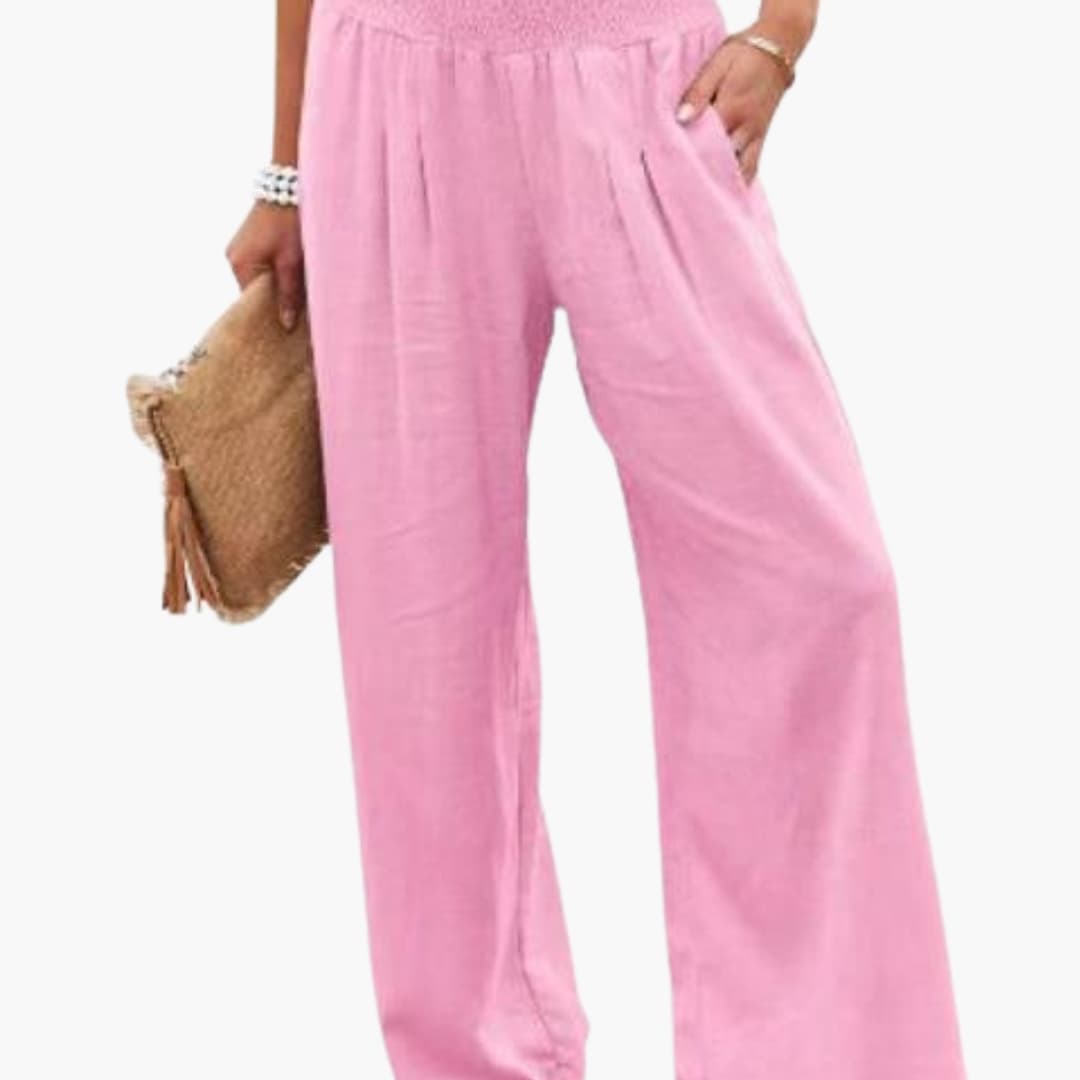 Women's Elastic Waist Pants Loose Fit with Side Pockets