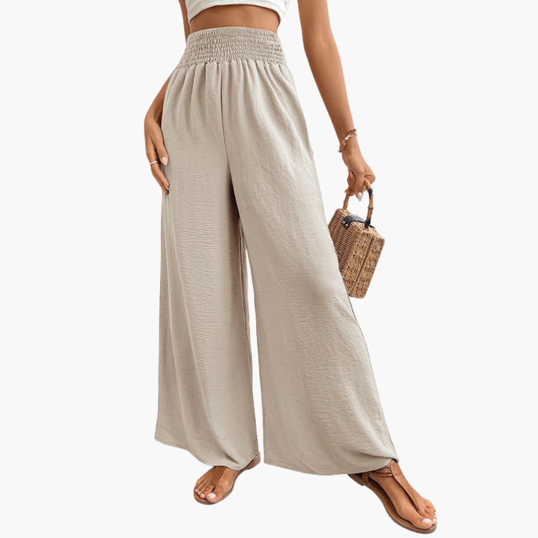 Women's Loose Fit Elastic Waist Pants with Side Pockets