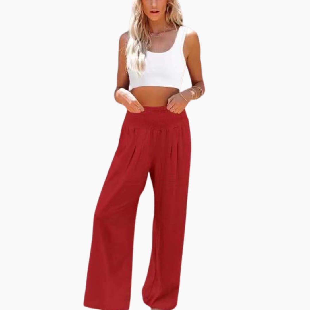 Women's Elastic Waist Pants Loose Fit with Side Pockets