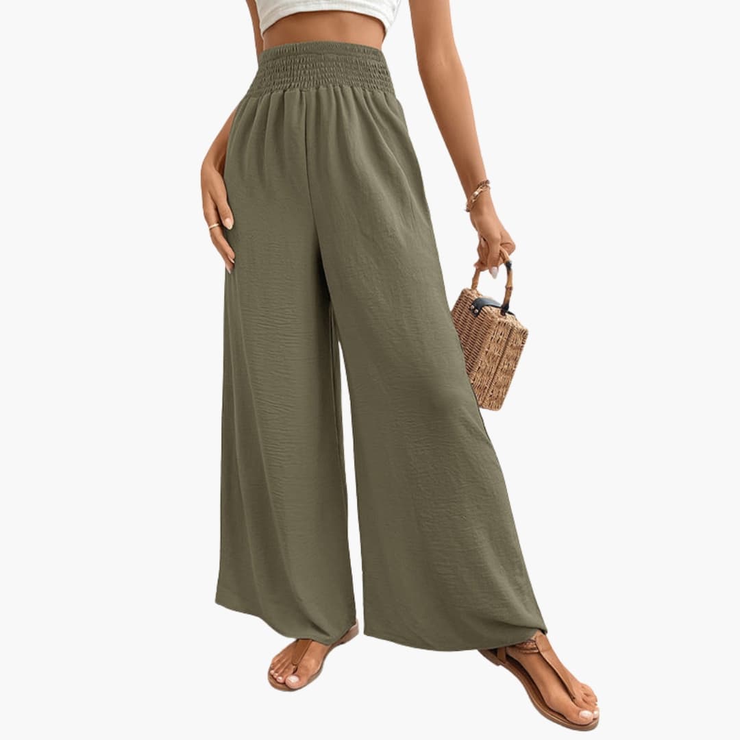 Women's Loose Fit Elastic Waist Pants with Side Pockets