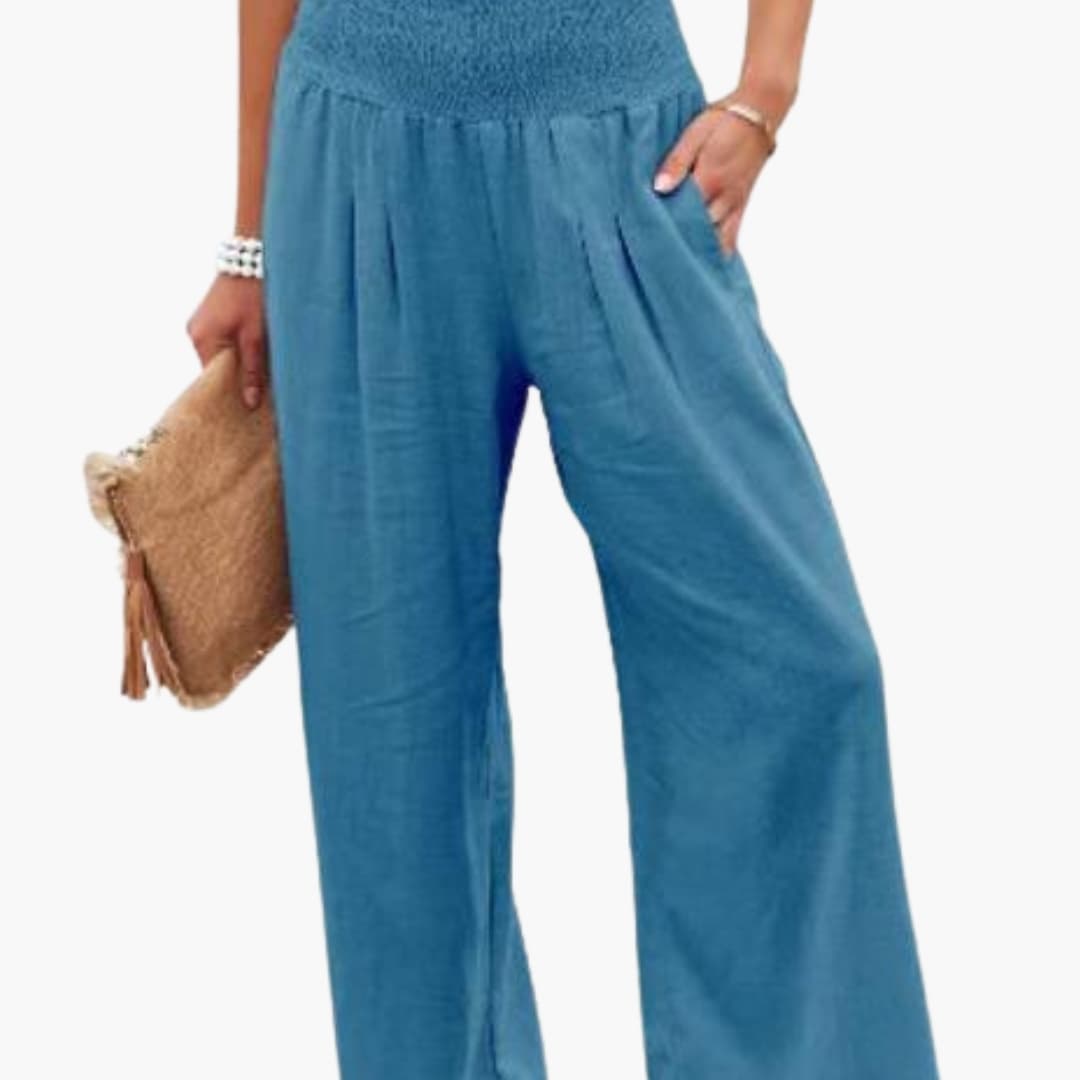 Women's Elastic Waist Pants Loose Fit with Side Pockets