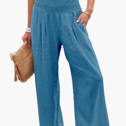 Women's Elastic Waist Pants Loose Fit with Side Pockets