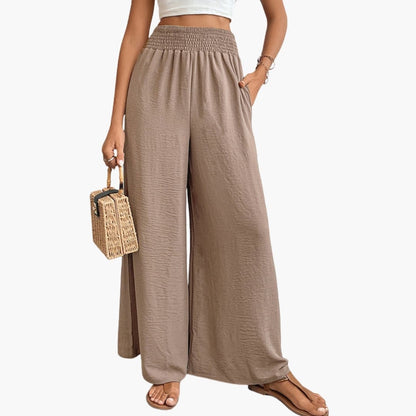 Women's Loose Fit Elastic Waist Pants with Side Pockets - VibreMode