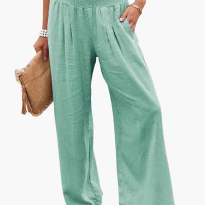 Women's Elastic Waist Pants Loose Fit with Side Pockets