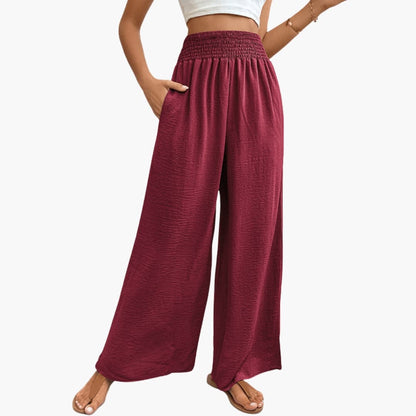 Women's Loose Fit Elastic Waist Pants with Side Pockets