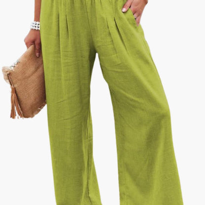 Women's Elastic Waist Pants Loose Fit with Side Pockets