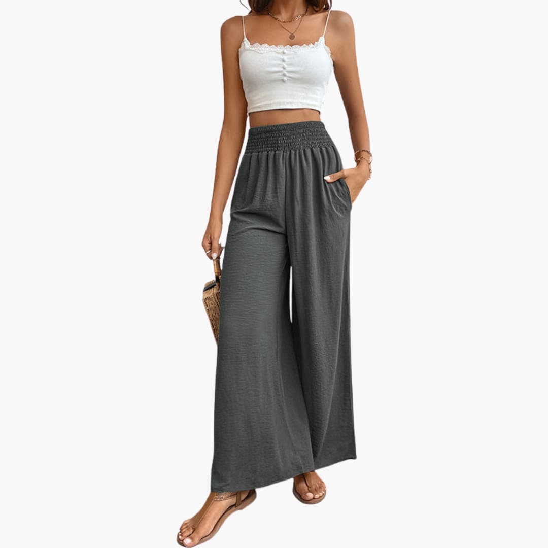 Women's Loose Fit Elastic Waist Pants with Side Pockets
