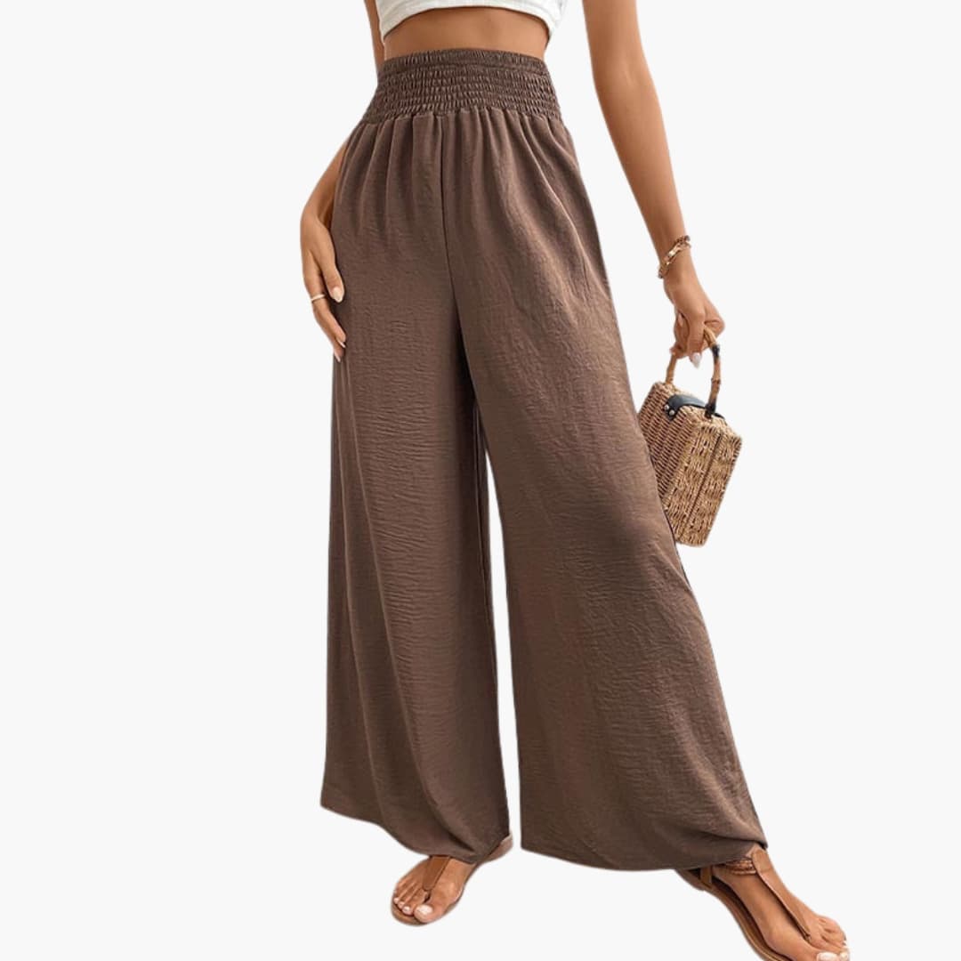 Women's Loose Fit Elastic Waist Pants with Side Pockets