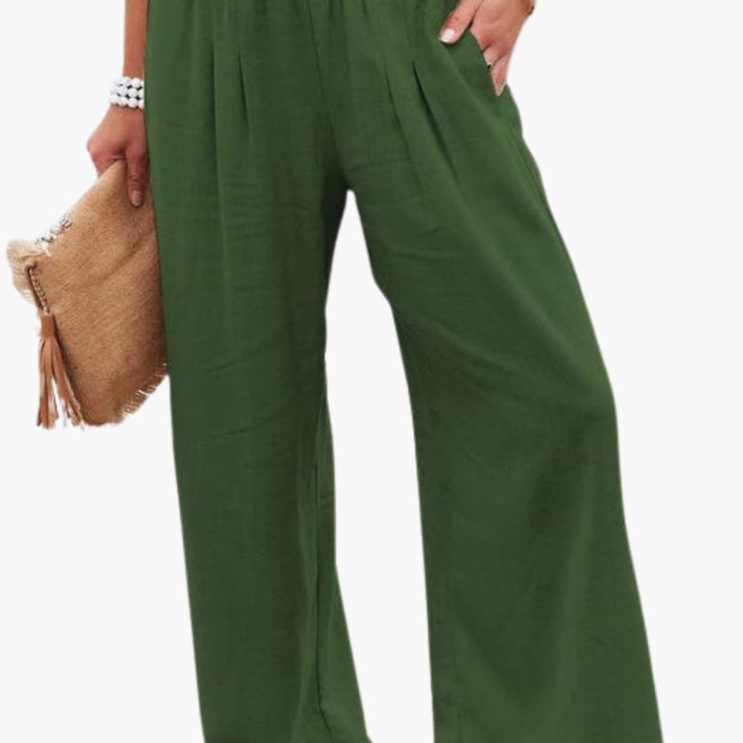 Women's Elastic Waist Pants Loose Fit with Side Pockets