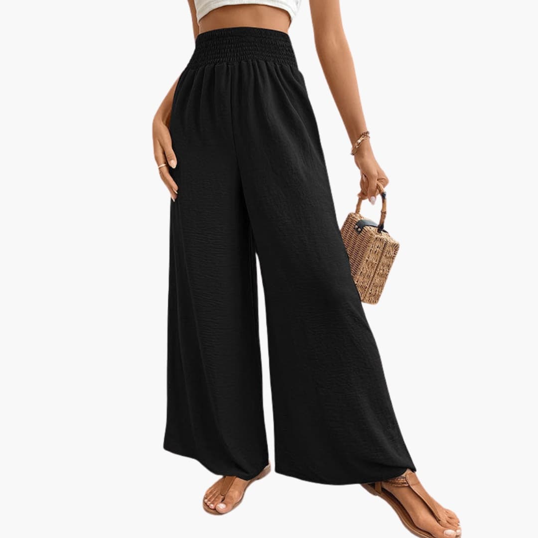 Women's Loose Fit Elastic Waist Pants with Side Pockets