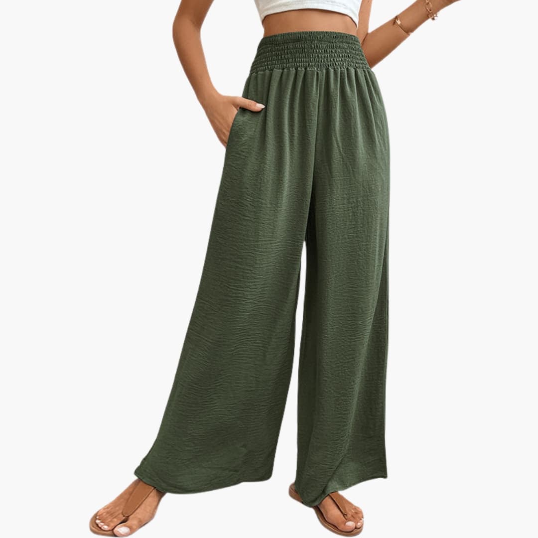 Women's Loose Fit Elastic Waist Pants with Side Pockets