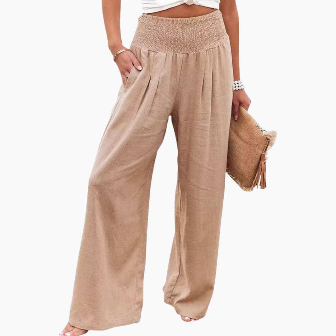 Women's Elastic Waist Pants Loose Fit with Side Pockets