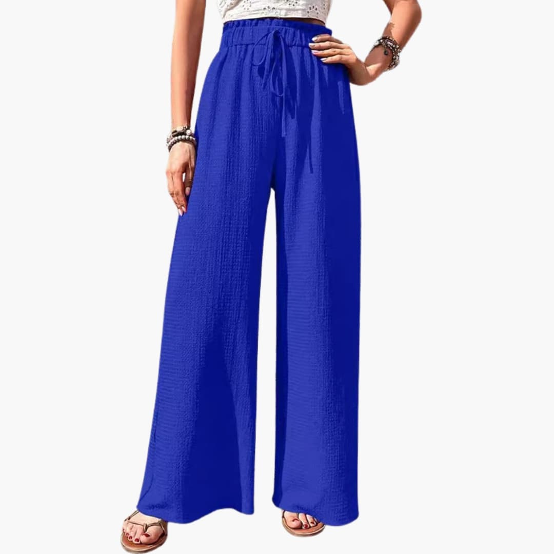 Women's Loose Fit Wide Leg Pants Elastic Waistband - VibreMode