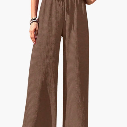 Women's Loose Fit Wide Leg Pants Elastic Waistband