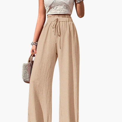 Women's Loose Fit Wide Leg Pants Elastic Waistband