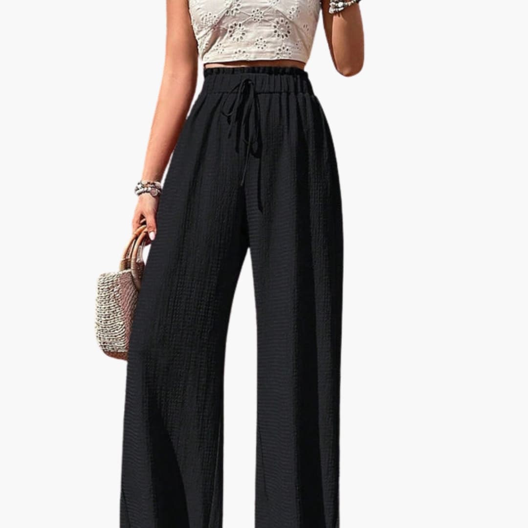Women's Loose Fit Wide Leg Pants Elastic Waistband