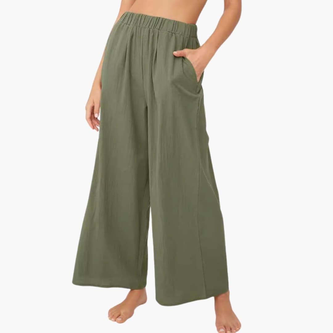 Women's Loose Fit Summer Pants Elastic Waist Side Pockets