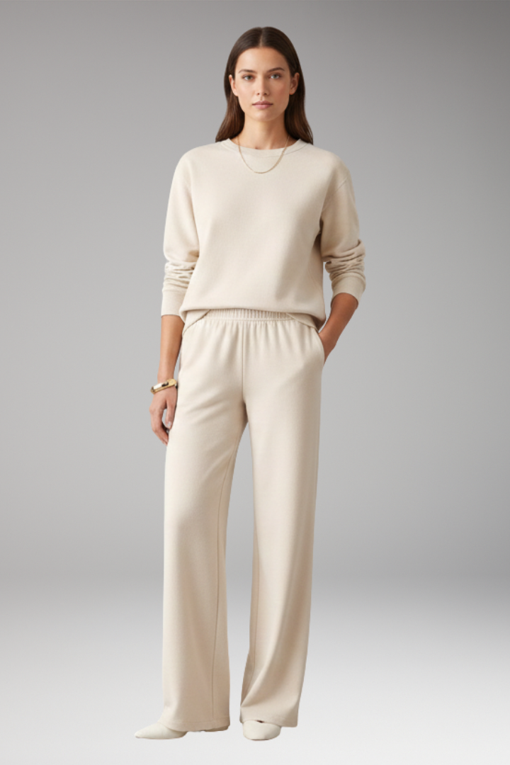 Women's Lounge Pants Set Round Neck Elastic Waist