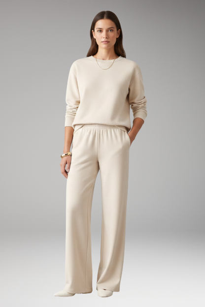 Women's Lounge Pants Set Round Neck Elastic Waist