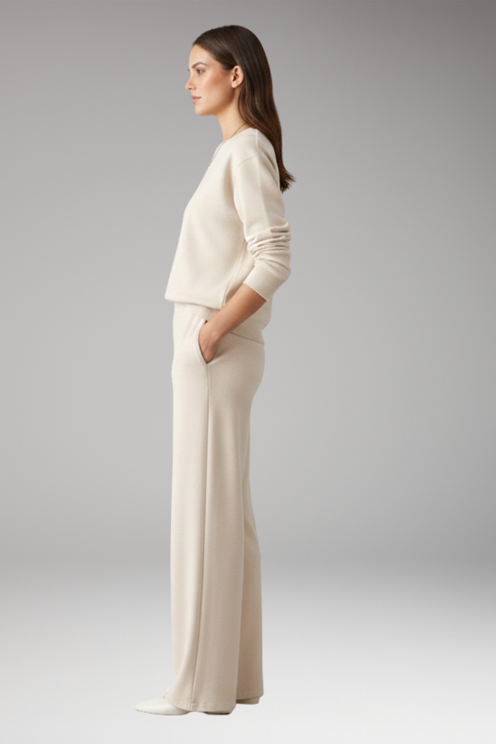 Women's Lounge Pants Set Round Neck Elastic Waist