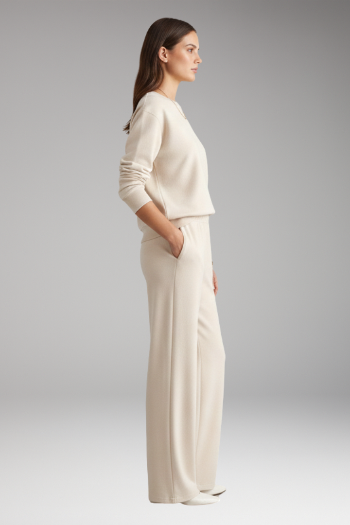 Women's Lounge Pants Set Round Neck Elastic Waist