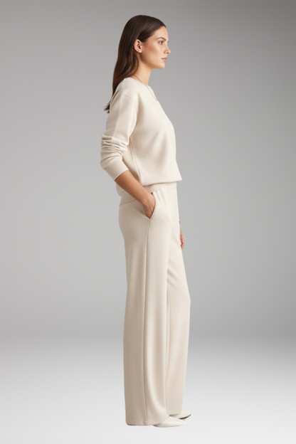 Women's Lounge Pants Set Round Neck Elastic Waist