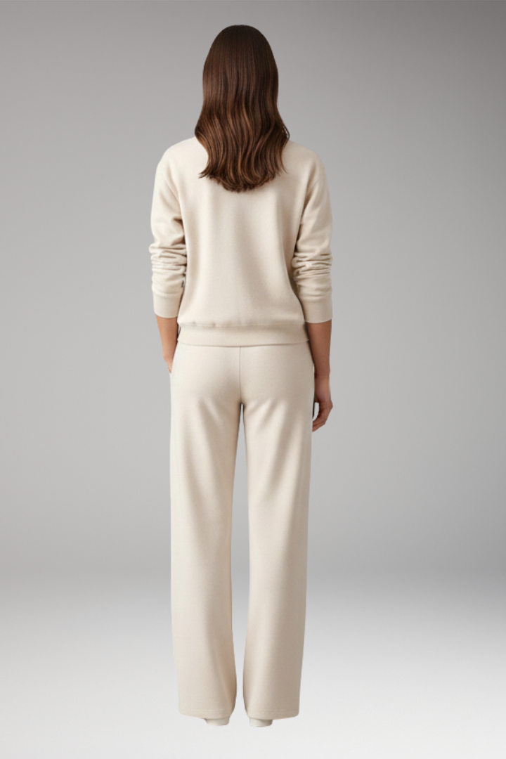 Women's Lounge Pants Set Round Neck Elastic Waist