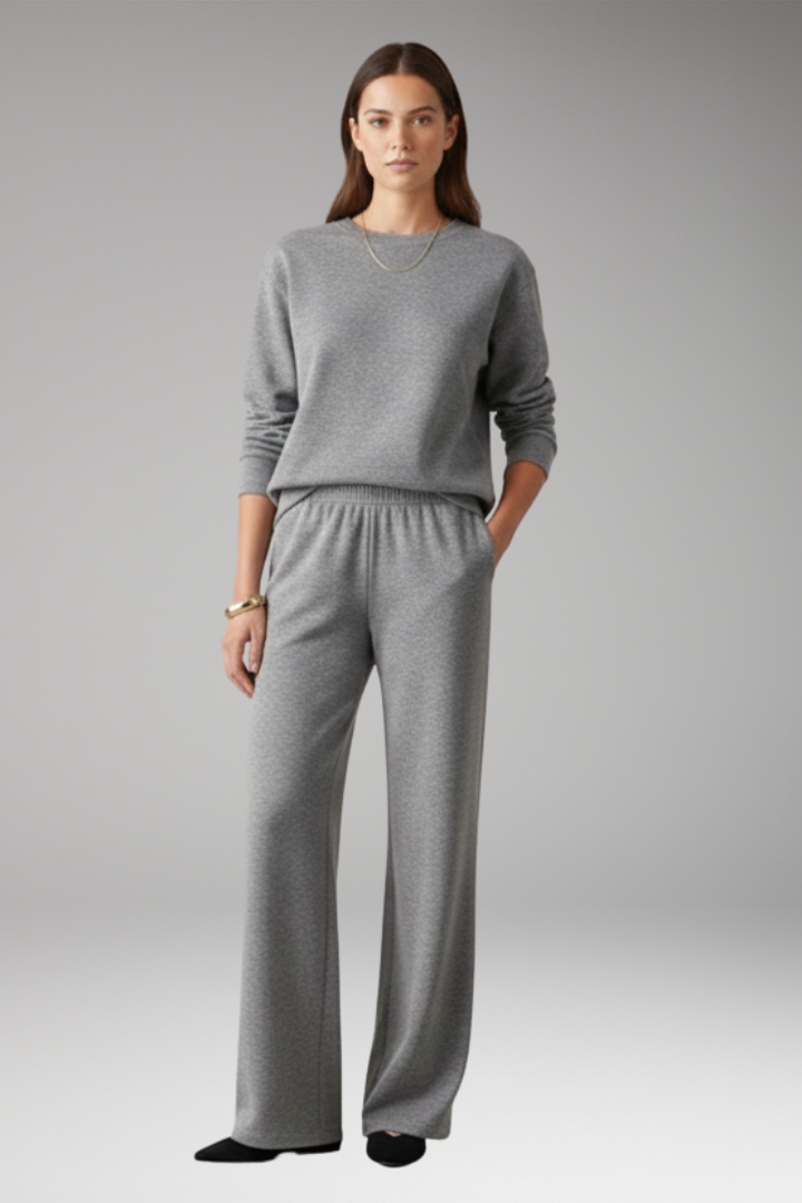 Women's Lounge Pants Set Round Neck Elastic Waist