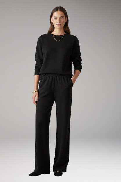Women's Lounge Pants Set Round Neck Elastic Waist