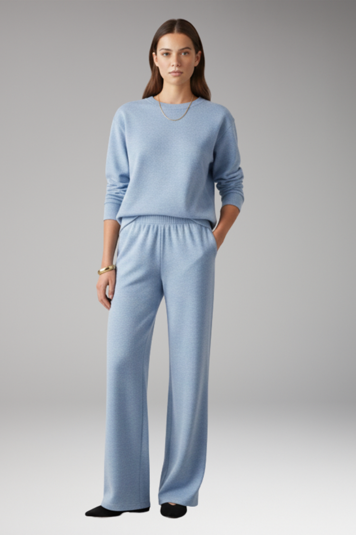 Women's Lounge Pants Set Round Neck Elastic Waist