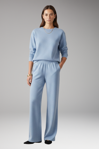 Women's Lounge Pants Set Round Neck Elastic Waist
