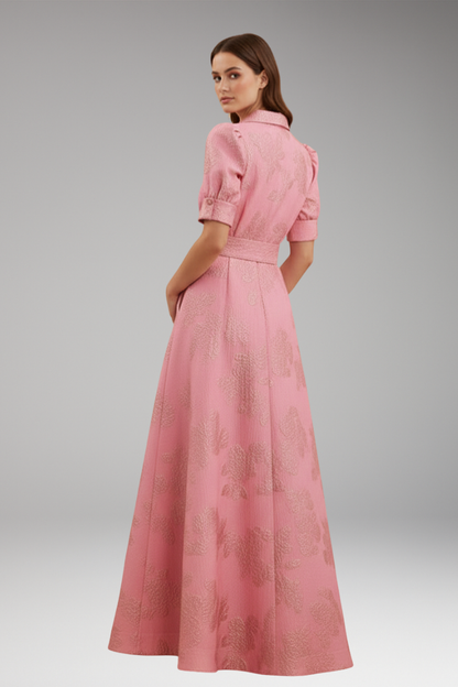 Women's Maxi Dress Collar Waist Belt