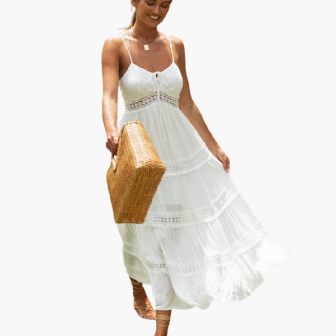 Women's Maxi Dress Spaghetti Straps V Neck - VibreMode
