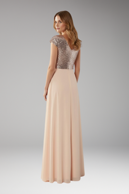 Women's V-Neck Maxi Dress Sequin Chiffon