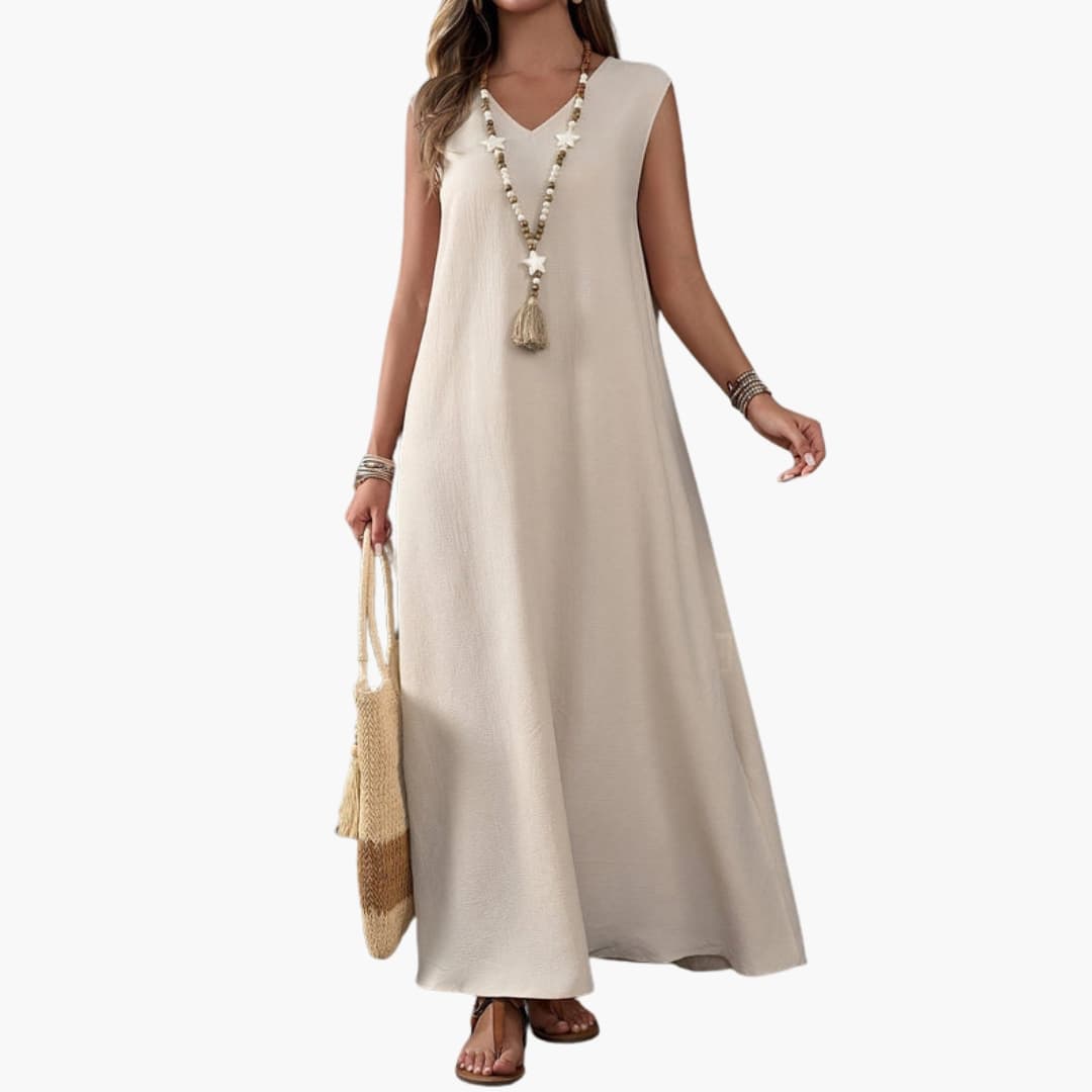 Women's V Neck Maxi Dress Side Slit