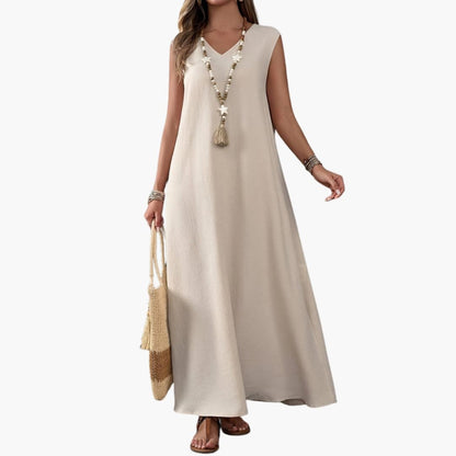 Women's V Neck Maxi Dress Side Slit