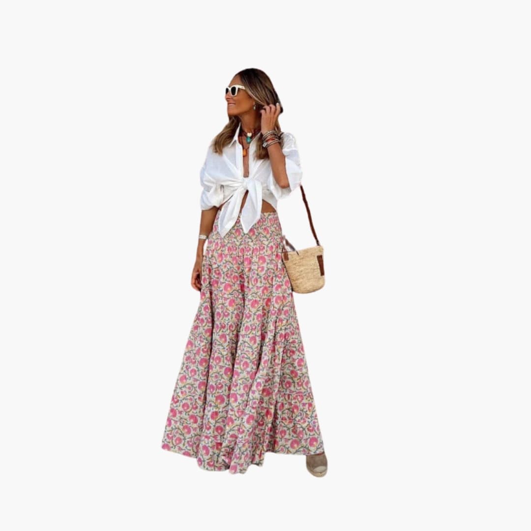 Women's Maxi Skirt Elastic Waist Floral Print